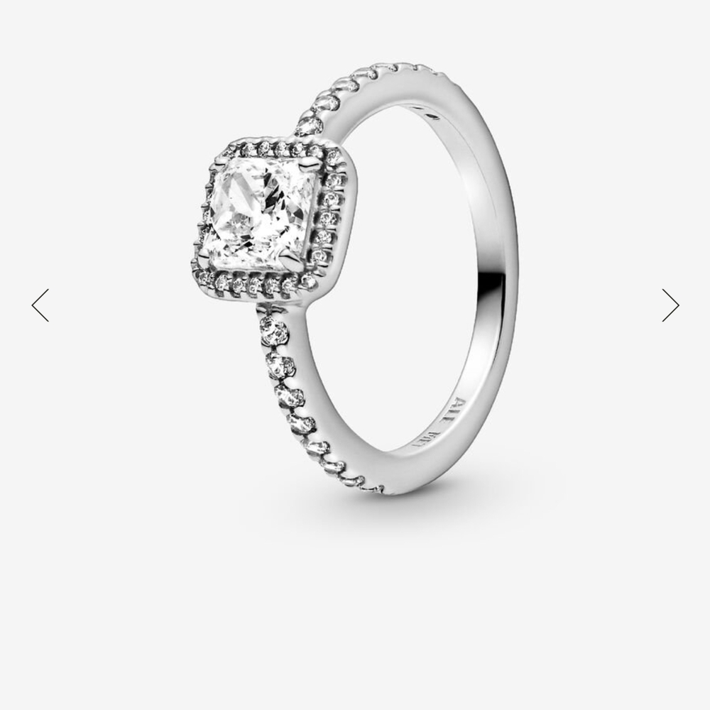 Pandora Square Sparkle Halo Ring SZ 9